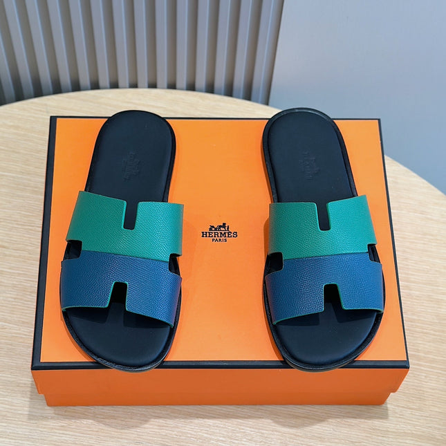 HM IZMIR SANDAL OCEAN AND NAVY CALFSKIN