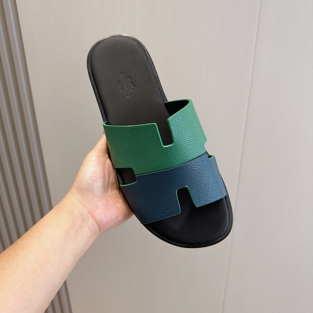 HM IZMIR SANDAL OCEAN AND NAVY CALFSKIN