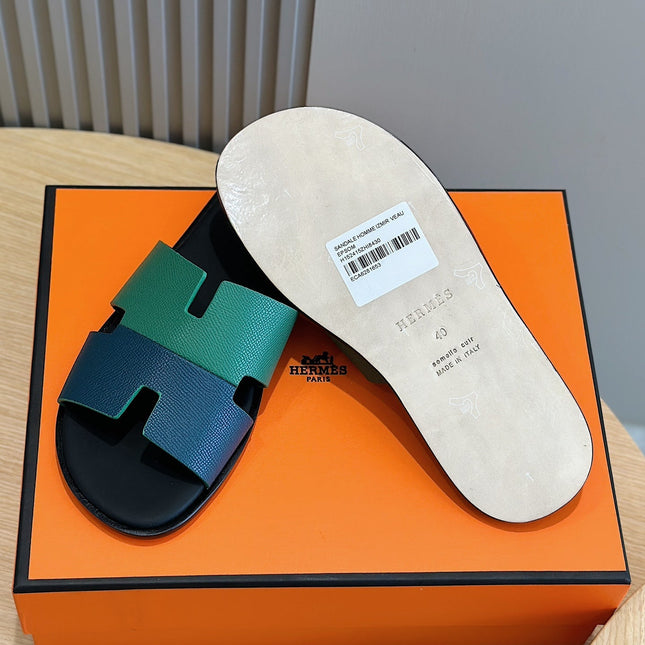 HM IZMIR SANDAL OCEAN AND NAVY CALFSKIN