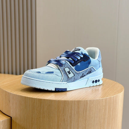 LV TRAINER SNEAKER LIGHT BLUE MONOGRAM DENIM