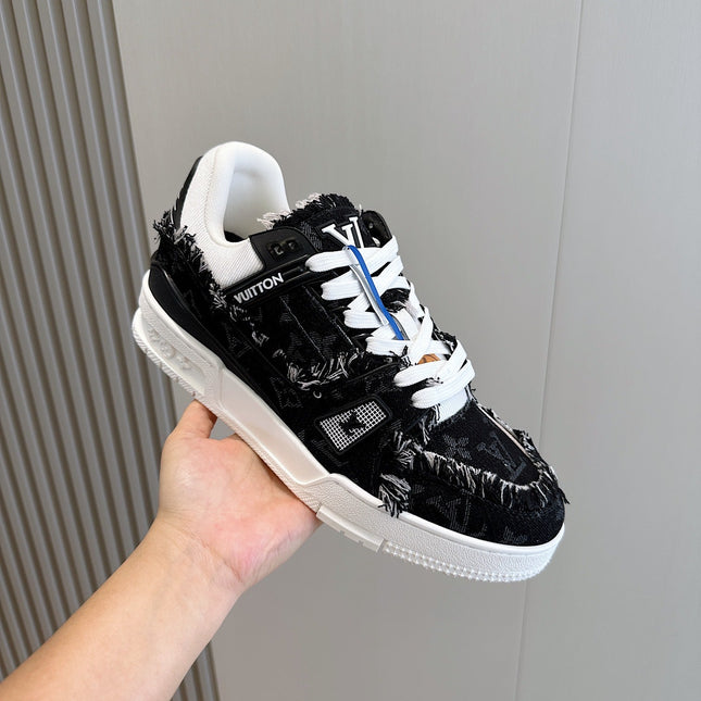 LV TRAINER SNEAKER BLACK MONOGRAM DENIM