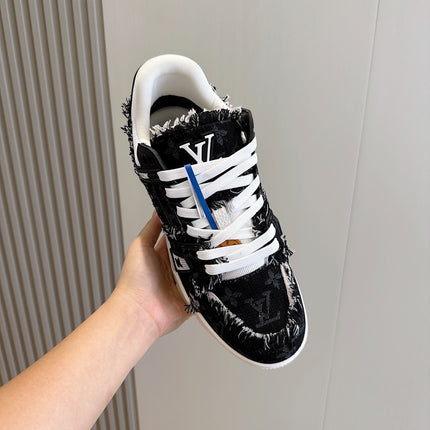 LV TRAINER SNEAKER BLACK MONOGRAM DENIM
