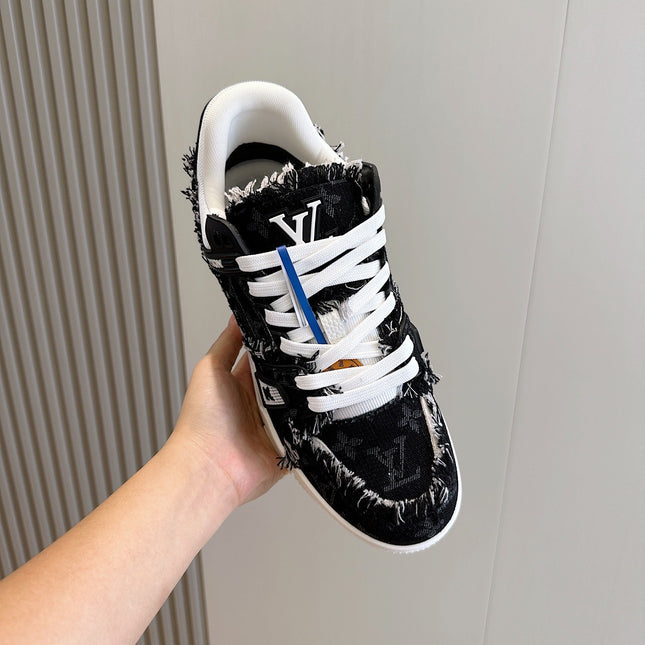 LV TRAINER SNEAKER BLACK MONOGRAM DENIM