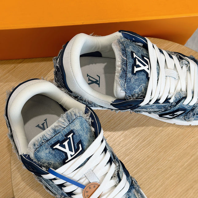 LV TRAINER SNEAKER CERULEAN BLUE MONOGRAM DENIM