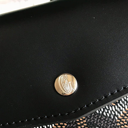 SAINT-GABRIEL WALLET 12 IN BLACK CALFSKIN AND GOYARDINE CANVAS