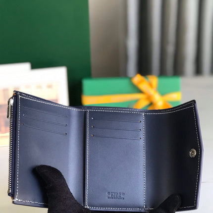 SAINT-GABRIEL WALLET 12 IN NAVY BLUE CALFSKIN AND GOYARDINE CANVAS