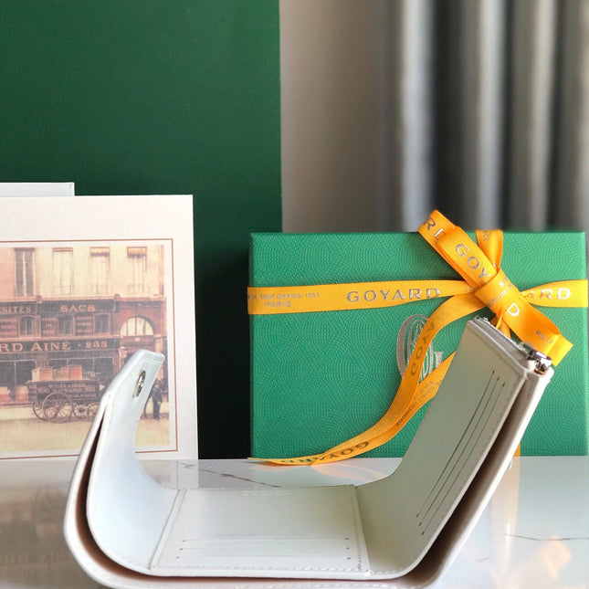 SAINT-GABRIEL WALLET 12 IN WHITE CALFSKIN AND GOYARDINE CANVAS
