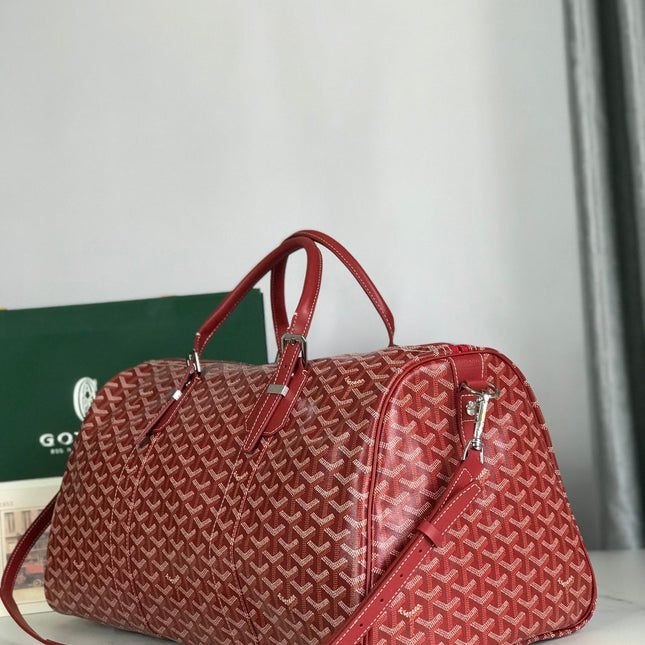 BOSTON 50 BAG IN RED GOYARDINE CANVAS AND CALFSKIN TRIM