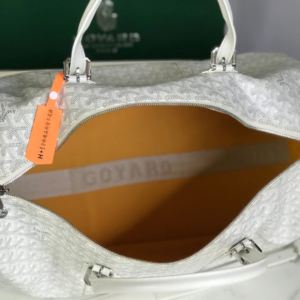 BOSTON 50 BAG IN WHITE GOYARDINE CANVAS AND CALFSKIN TRIM