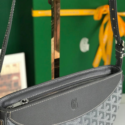 HIRONDELLE BAG 25 IN GRAY LAMBSKIN AND GOYARDINE CANVAS