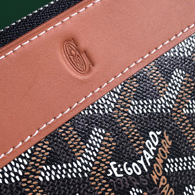 MATIGNON MINI WALLET 11 IN BLACK GOYARDINE CANVAS AND TAN CALFSKIN