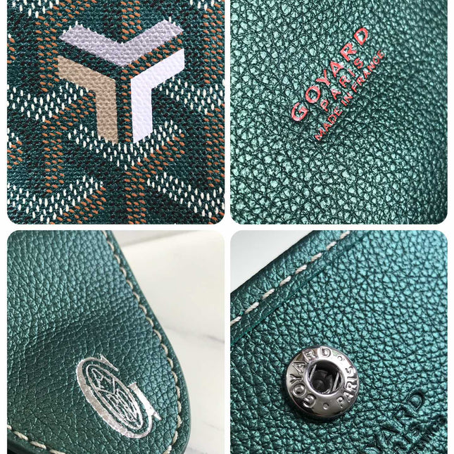 ANJOU MINI BAG 20 IN GREEN CALFSKIN AND GOYARDINE CANVAS