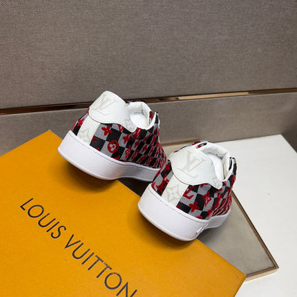 LV TRAINER BLACK MIX RED AND GREY DAMIER BREATHABLE FABRIC