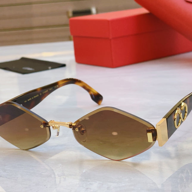PANTHÈRE RHOMBUS FRAME SUNGLASSES CT00638S IN METAL AND ACETATE