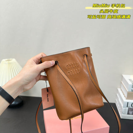 PHONE BAG 15 IN CINNAMON BROWN CALFSKIN
