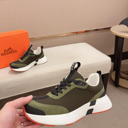 HM HUGO SNEAKER OLIVE WEAVE AND SUEDE