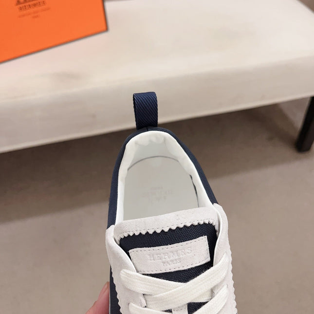 HM BOUNCING SNEAKER BLACK AND CERULEAN CALFSKIN