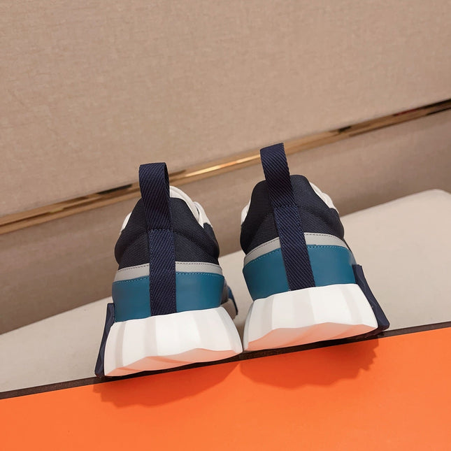 HM BOUNCING SNEAKER BLACK AND CERULEAN CALFSKIN