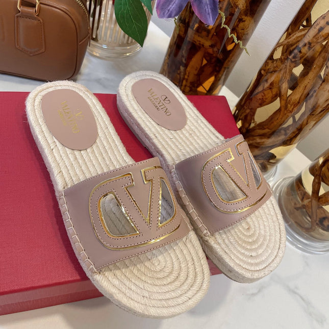 VLOGO CUT-OUT ESPADRILLES IN CREPE PINK CALFSKIN