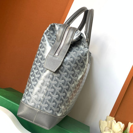 CISALPIN DOCUMENT CASE 39 IN GRAY GOYARDINE CANVAS AND CALFSKIN