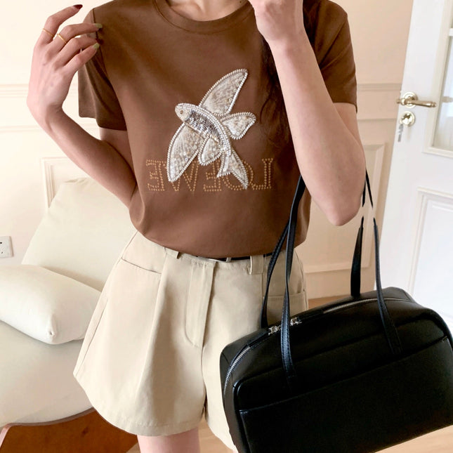 Loewe 25 Three-dimensional Beaded T-shirt Cotton