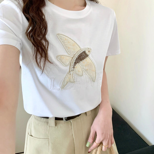 Loewe 25 Three-dimensional Beaded T-shirt Cotton