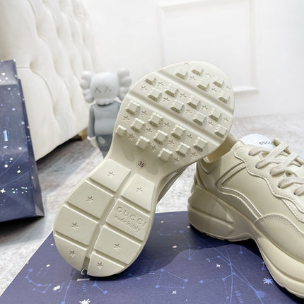 GG RHYTON TRAINER WHITE LAMBSKIN WITH SKY DINO MOTIF