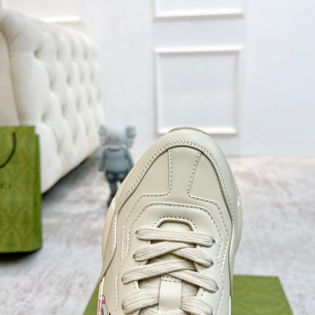 GG RHYTON TRAINER WHITE LAMBSKIN WITH HEART MOTIF