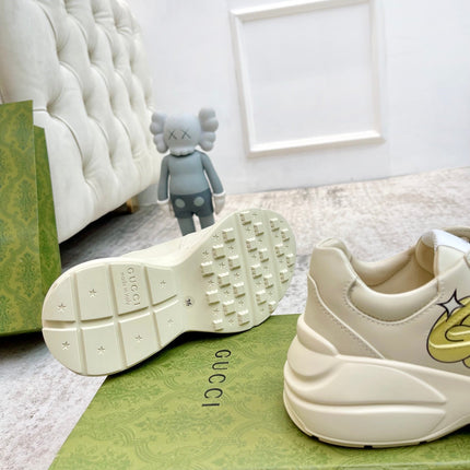 GG RHYTON TRAINER WHITE LAMBSKIN WITH ICON