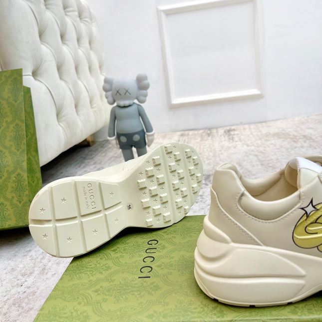 GG RHYTON TRAINER WHITE LAMBSKIN WITH ICON
