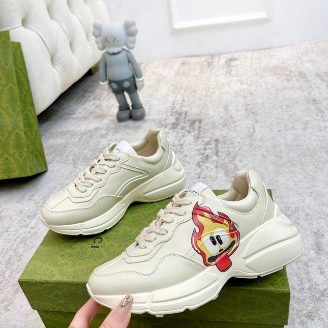 GG RHYTON TRAINER WHITE LAMBSKIN WITH ICON