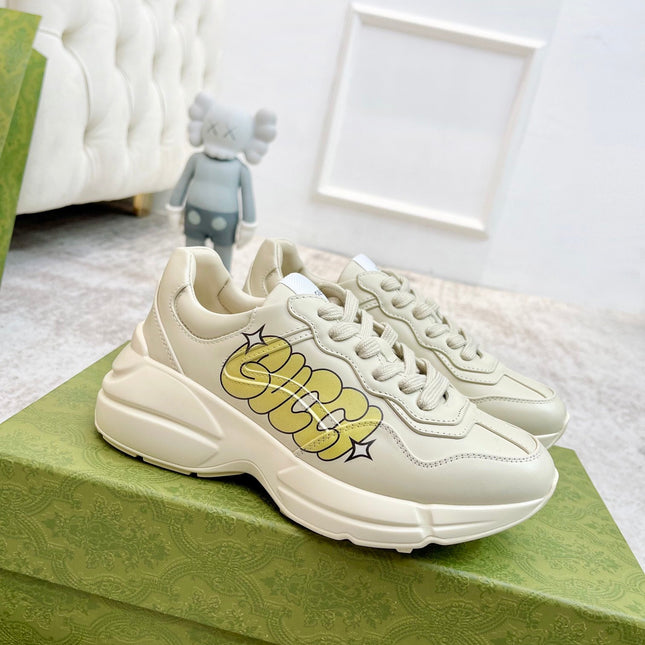 GG RHYTON TRAINER WHITE LAMBSKIN WITH ICON