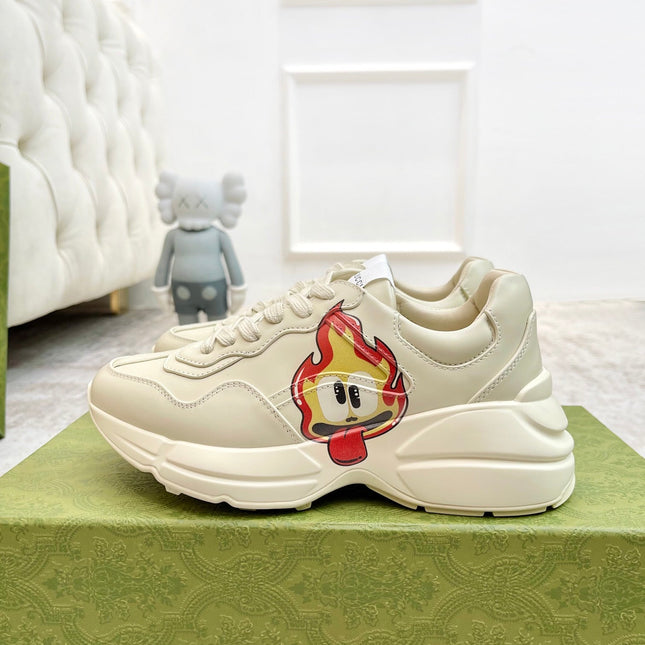 GG RHYTON TRAINER WHITE LAMBSKIN WITH ICON