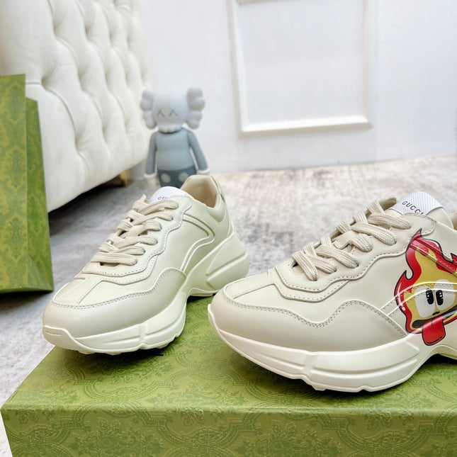 GG RHYTON TRAINER WHITE LAMBSKIN WITH ICON