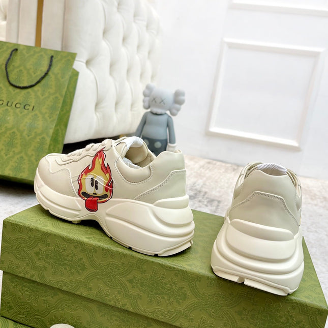GG RHYTON TRAINER WHITE LAMBSKIN WITH ICON