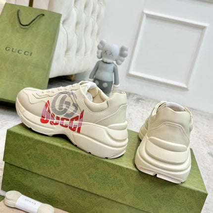 GG RHYTON TRAINER WHITE LAMBSKIN WITH H LETTER