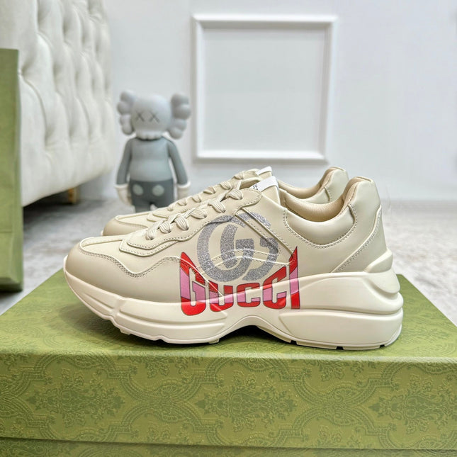 GG RHYTON TRAINER WHITE LAMBSKIN WITH H LETTER