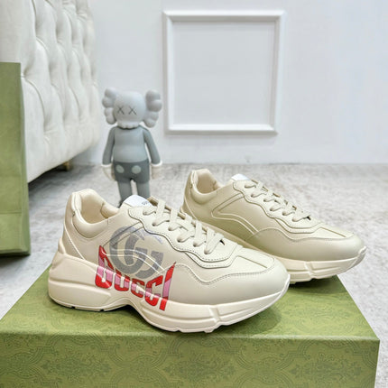 GG RHYTON TRAINER WHITE LAMBSKIN WITH H LETTER