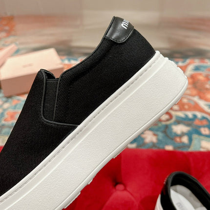 Slip-on Shoes  High Sole Black Canvas