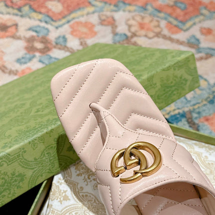 HIGH THONG MULE 55MM IN BEIGE CREAM CALFSKIN WITH GOLD HARDWARE