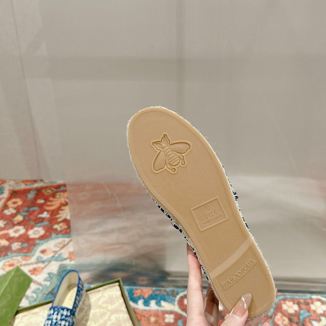 GG ESPADRILLE LOAFER COBALT AND BLACK CANVAS