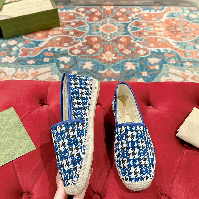 GG ESPADRILLE LOAFER COBALT AND BLACK CANVAS