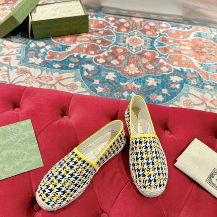 GG ESPADRILLE LOAFER LEMON AND BLACK CANVAS