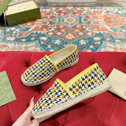 GG ESPADRILLE LOAFER LEMON AND BLACK CANVAS