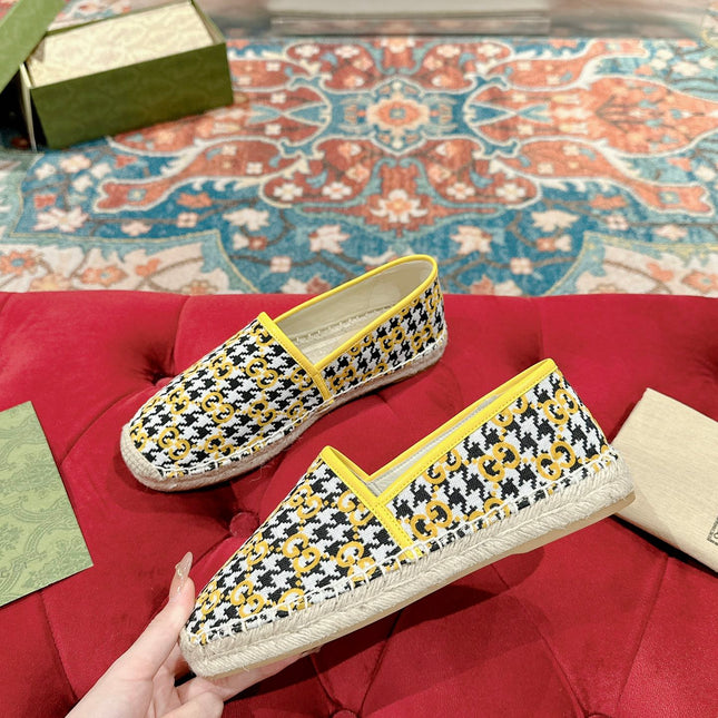 GG ESPADRILLE LOAFER LEMON AND BLACK CANVAS