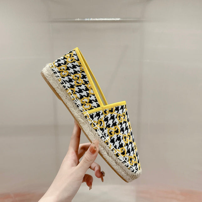 GG ESPADRILLE LOAFER LEMON AND BLACK CANVAS
