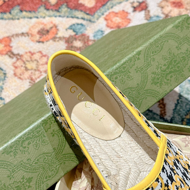 GG ESPADRILLE LOAFER LEMON AND BLACK CANVAS
