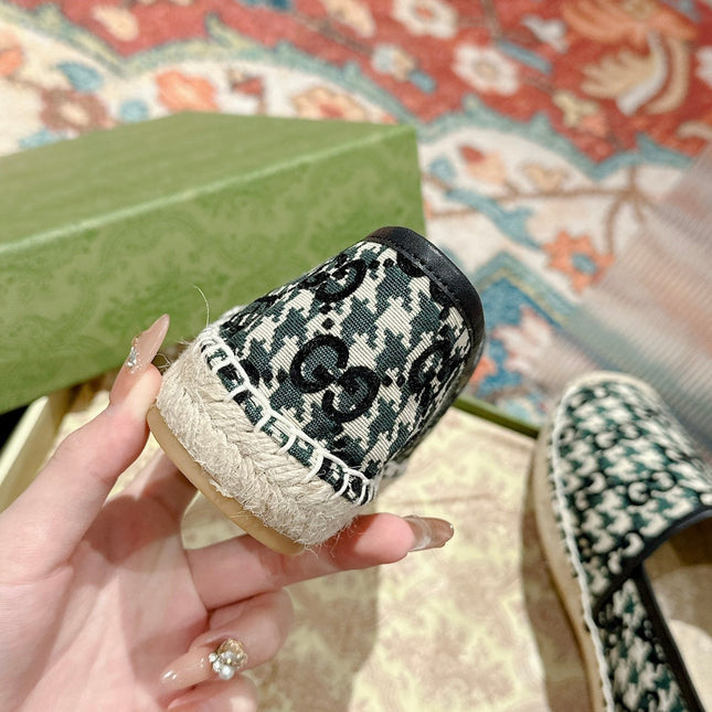 GG ESPADRILLE LOAFER BLACK AND BASIL CANVAS
