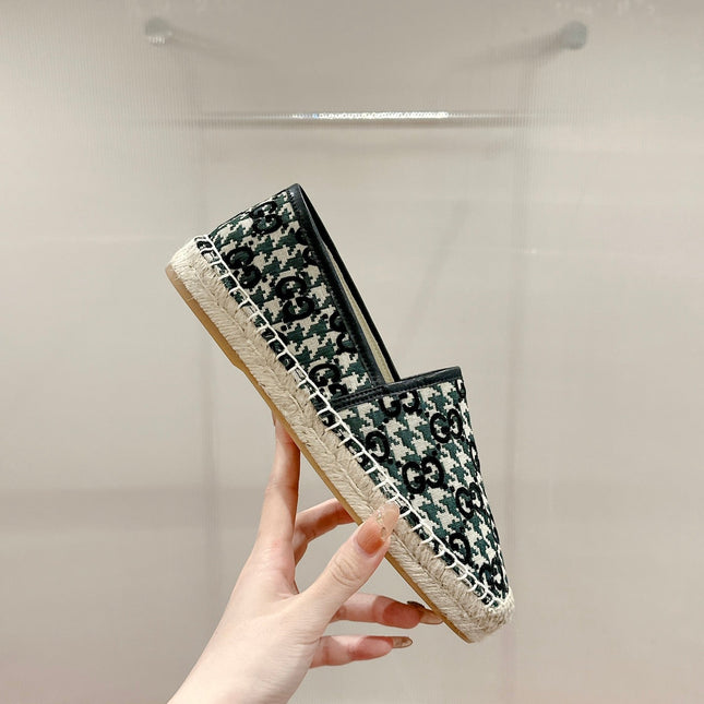 GG ESPADRILLE LOAFER BLACK AND BASIL CANVAS