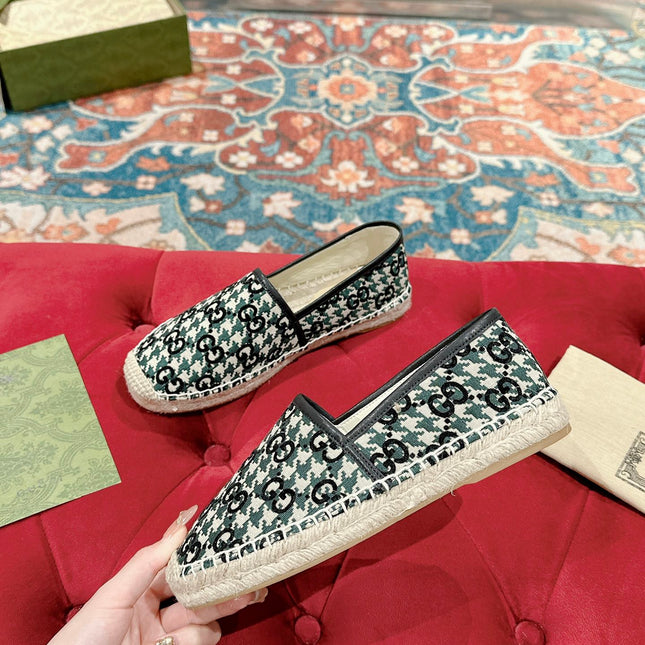 GG ESPADRILLE LOAFER BLACK AND BASIL CANVAS